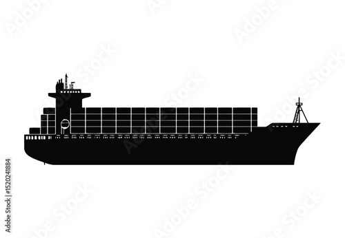 Global cargo ship vector and maritime freight vessel icon for transport and logistics