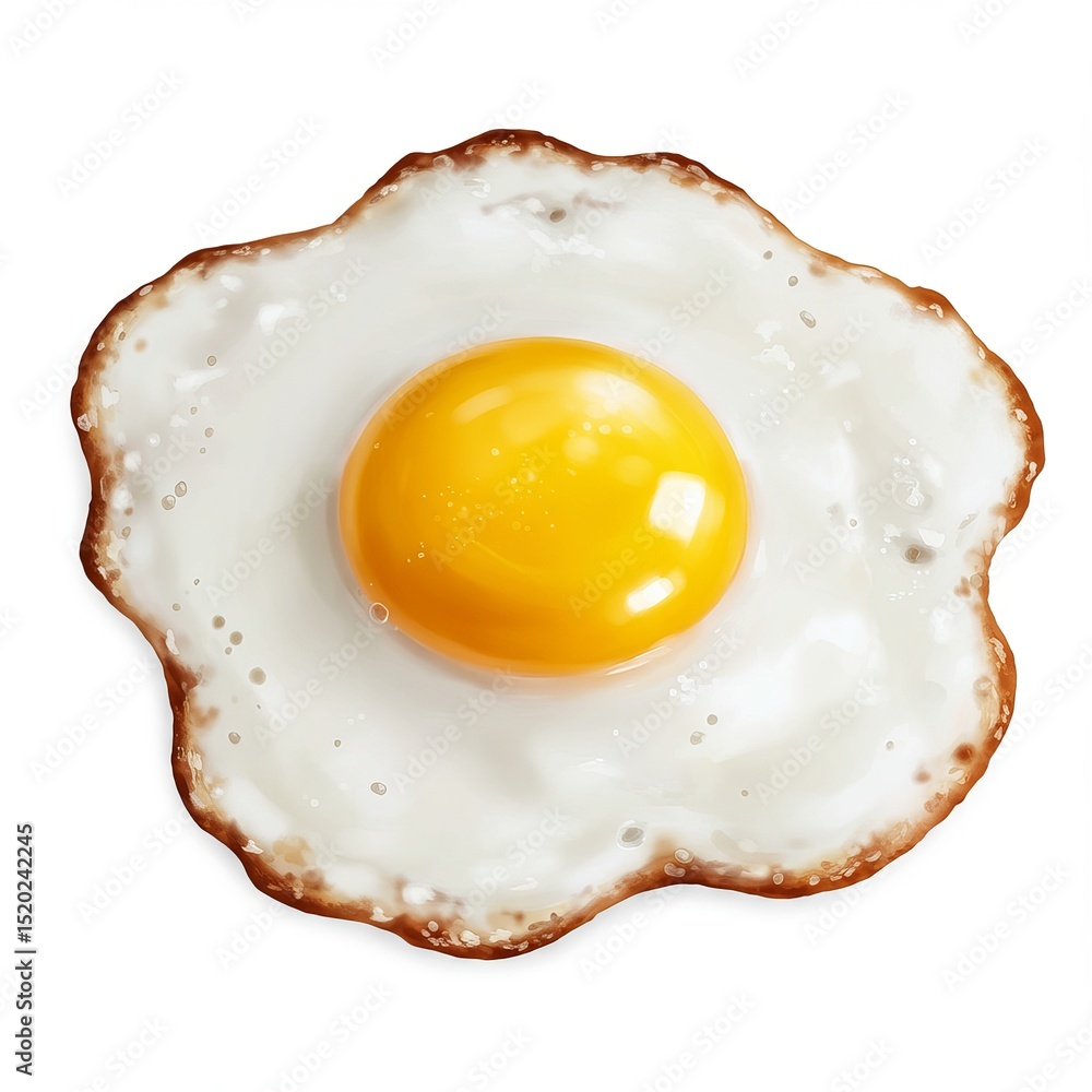 Perfect Sunny-Side Up Fried Egg, Isolated on White Perfect Sunny-Side Up Fried Egg, Isolated on White