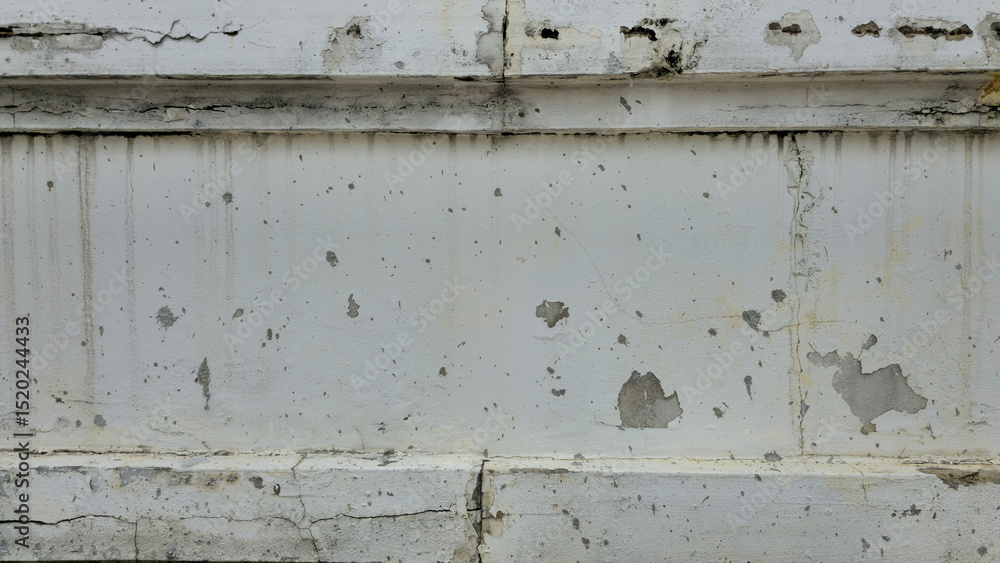 Peeling paint on the wall, peeling white paint on the fence wall, old concrete wall has cracks and peeling paint, white painted brick wall surface has scratches and peeling paint. Peeling paint on the wall, peeling white paint on the fence wall, old concrete wall has cracks and peeling paint, white painted brick wall surface has scratches and peeling paint.