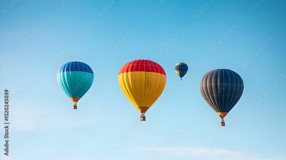 Obraz premium Colorful Pixelated Hot Air Balloons In A Clear Blue Sky