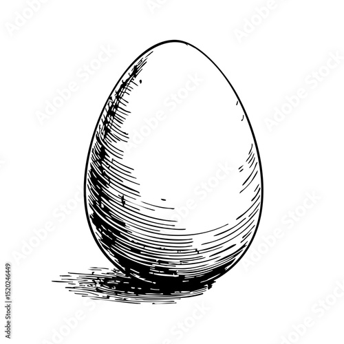 Vintage sketch of a simple egg illustration in black and white  