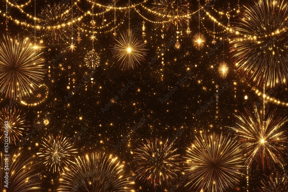 abstract gold, black and gold glitter background with fireworks represents christmas eve, 4th of july holiday concept abstract gold, black and gold glitter background with fireworks represents christmas eve, 4th of july holiday concept