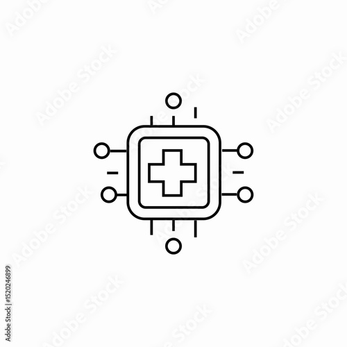 digital healthcare chip icon sign vector