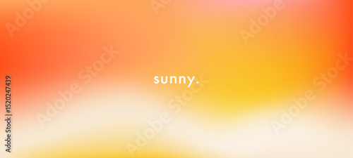 Abstract sunny summer sky. Heatwave. Sunlight vector texture. Aesthetic orange and yellow gradient background. Sunburst pattern. Sun, clouds, rays. Sunny day wide banner