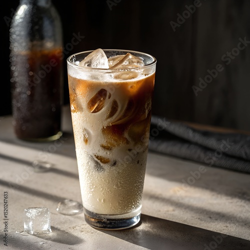 Wallpaper Mural glass of cola Iced Coffee with Milk Swirl in Glass on Dark Background Torontodigital.ca
