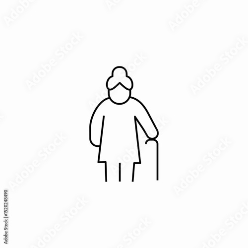old woman cane icon sign vector