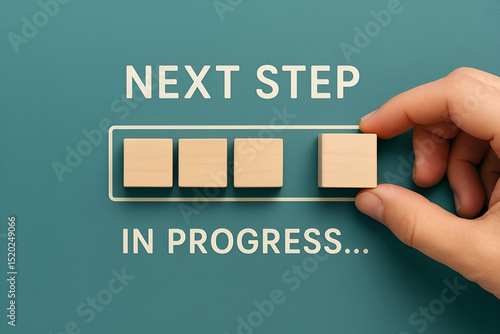 Obraz na płótnie Next step in progress wooden blocks concept