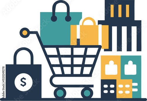A diverse set of shopping cart icons, perfect for e-commerce and retail designs, symbolizing the act of buying and online shopping