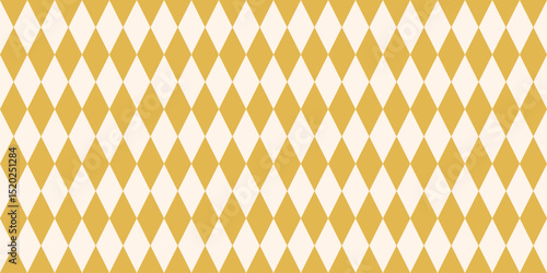 Vector checkered seamless pattern. Yellow and beige harlequin background. Germany's Oktoberfest festival ornament. Simple chequered texture with rhombuses, diamonds, check grid. Repeated geo design
