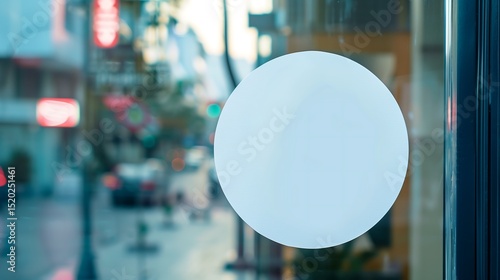 blank round white promotional sticker on the shop window glass,food,cafe,people