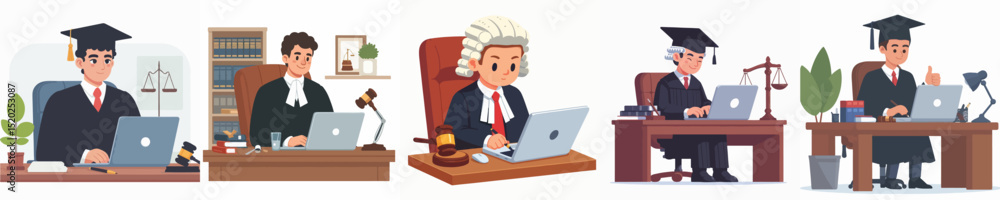 judge character vector playing laptop judge character vector playing laptop