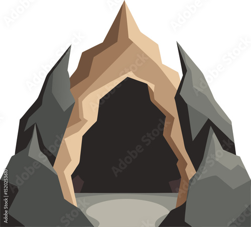 Cartoon Cave Entrance with Spiky Rocks Illustration 