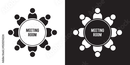 boardroom meeting icon vector black and white business on Transparent Background. EPS 10.