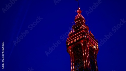 Blackpool Tower at dusk in lights