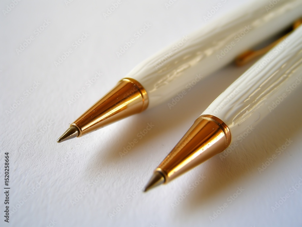 close up of two white pens on a neutral colored table,writting,paper,sign close up of two white pens on a neutral colored table,writting,paper,sign