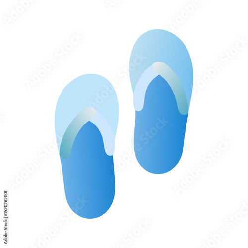 Blue gradient travel flip flops icon representing leisure and relaxation in a vibrant design