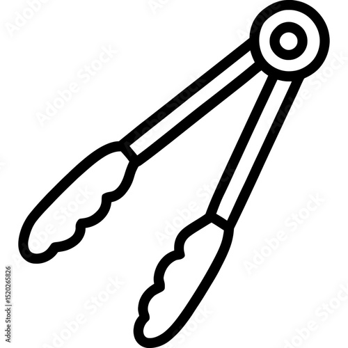 Modern kitchen tongs icon with bold lines