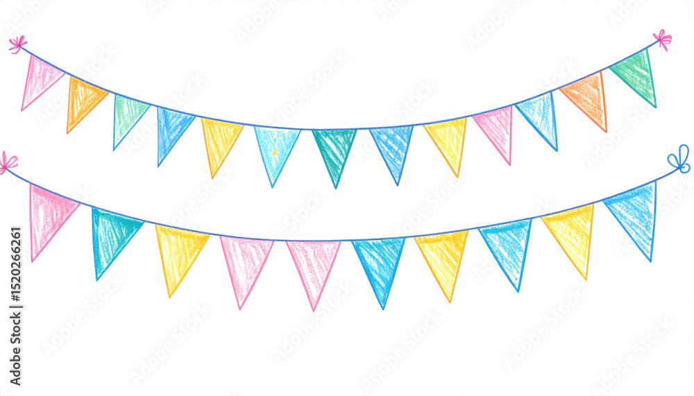 Colorful Pastel Bunting with Triangle Flags Colorful Pastel Bunting with Triangle Flags
