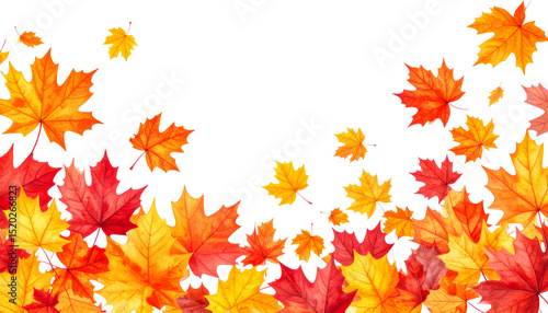 Falling Autumn Leaves on Transparent Background