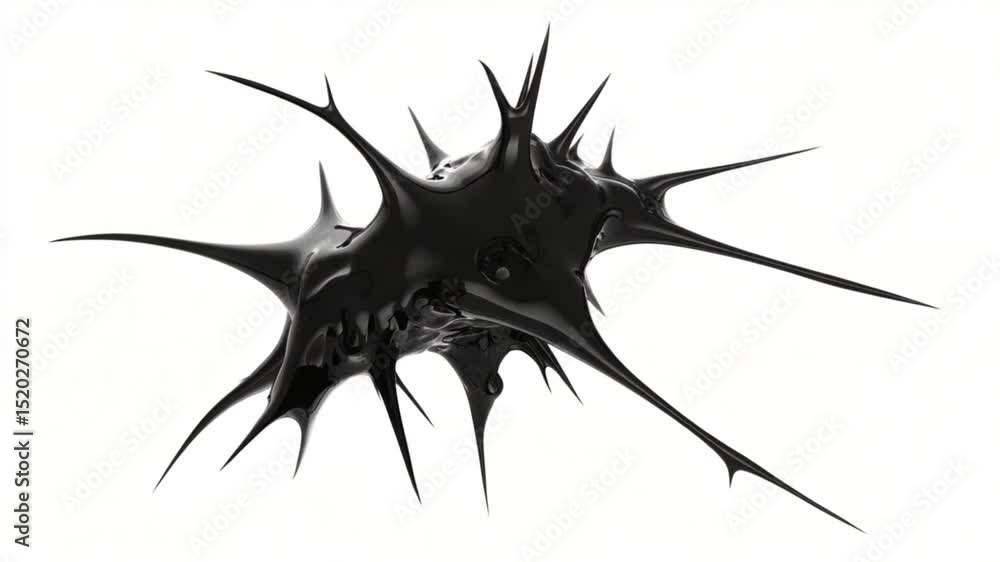 Abstract black spiky structure against a white background, evoking a sense of chaos and creativity Abstract black spiky structure against a white background, evoking a sense of chaos and creativity