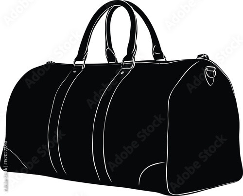 Black leather travel duffle bag silhouette illustration