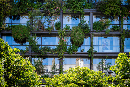 Modern apartment block covered with lots of plants, Boulevard Pasteur, 15th arrondissement, Paris, France