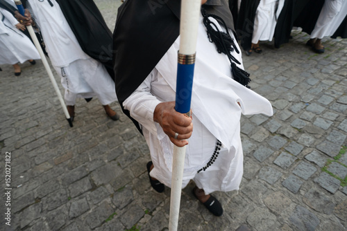 Fototapete Catholics are seen participating in the procession of the Dead Lord during Holy Week in Pelourinho, city of Salvador, Brazil