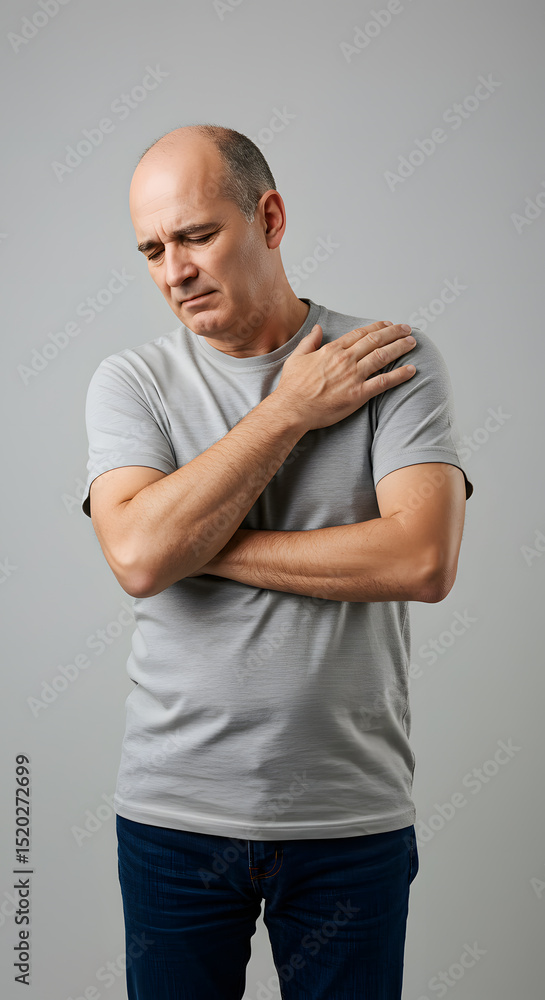 Man shoulder pain discomfort stress muscle ache tension injury joint health Man shoulder pain discomfort stress muscle ache tension injury joint health