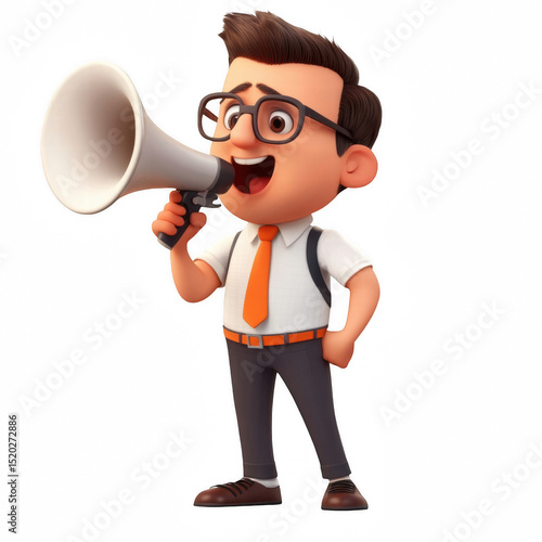 Animated Manager Using Megaphone Shouting 