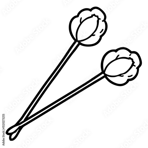 Minimal Cotton Swabs Illustration – White Background