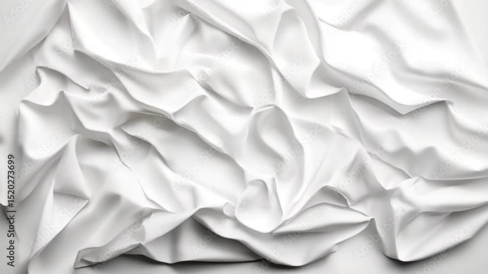 A close-up view of crumpled white fabric displaying intricate folds and textures A close-up view of crumpled white fabric displaying intricate folds and textures