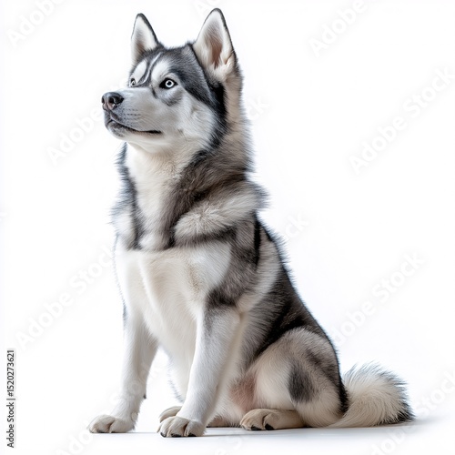 Charming Purebred Siberian Husky. Fluffy Blue-Eyed Sled Dog Portrait for Dog Lovers