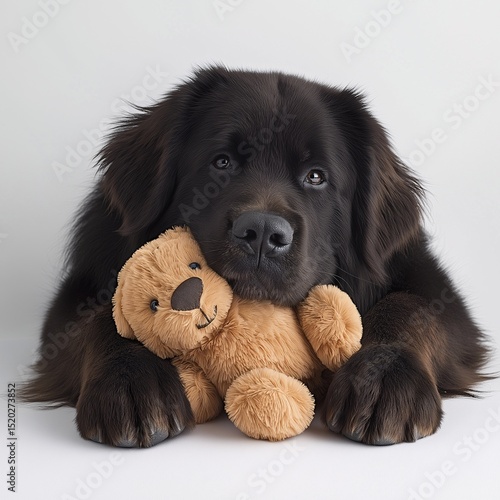Adorable Black Puppy Toy Portrait. Cute Stuffed Animal, Perfect for Animal Lovers and Furry Family Photography