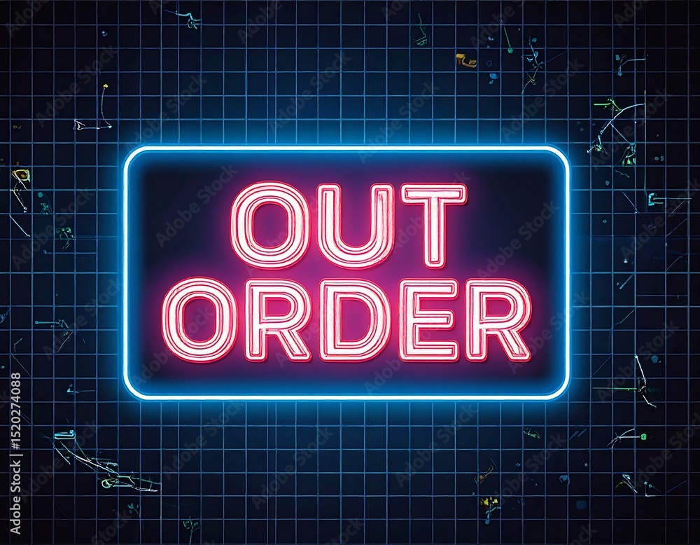 Obraz premium Neon sign, out of order