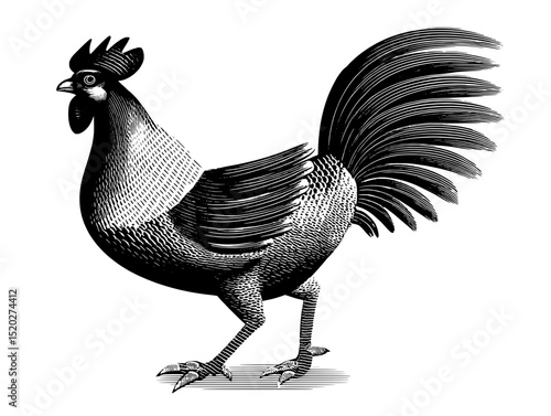 Vintage engraved chicken illustration showcasing classic design and artistry in poultry representation