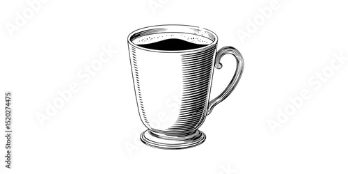Elegant vintage engraved illustration of a tall glass mug, capturing classic design features and intricate details ideal for design enthusiasts