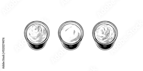 Vintage collection of engraved illustrations showcasing delicate cup designs with intricate details in a timeless aesthetic