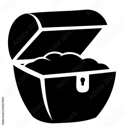 Treasure Chest Silhouette: An open treasure chest, filled to the brim with untold riches, sits awaiting discovery.