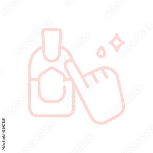 Nail polish remover icon. outline style symbol of hand with polish bottle, beauty and care concept for cosmetic design