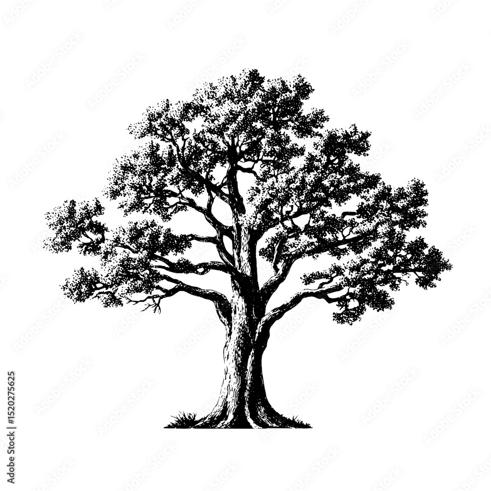 Fototapeta premium Engraved vintage tree emblem highlighting nature's beauty in a timeless collection of artistic designs