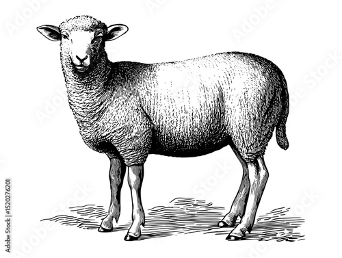 Elegant vintage engraved sheep emblem from a classic collection showcasing intricate details and artistic craftsmanship