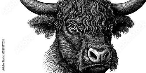 Engraved vintage emblem featuring a detailed bison head design for rustic charm and artistry