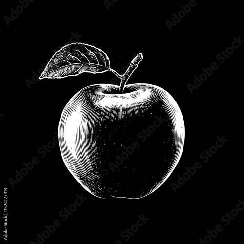 Engraved vintage apple illustration showcasing timeless design in a classic style for decorative purposes