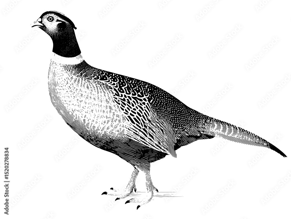 Fototapeta premium Elegant vintage engraving of a pheasant showcasing intricate detailing in a timeless design for collectors and enthusiasts