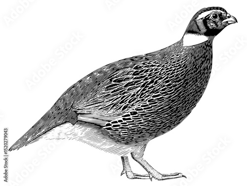 Elegant vintage engraving showcasing a detailed quail ready to inspire design enthusiasts