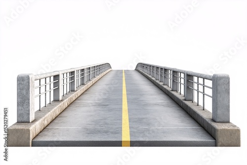 Modern Urban Asphalt Road with Concrete Bridge and Yellow Line Infrastructure Design for Safe and Accessible Transportation