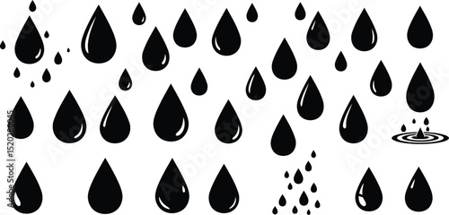 Minimalist black silhouette of a rainstorm depicting weather and seasonal change