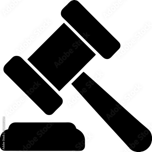 Black silhouette of a gavel and striking block on transparent background (2)
