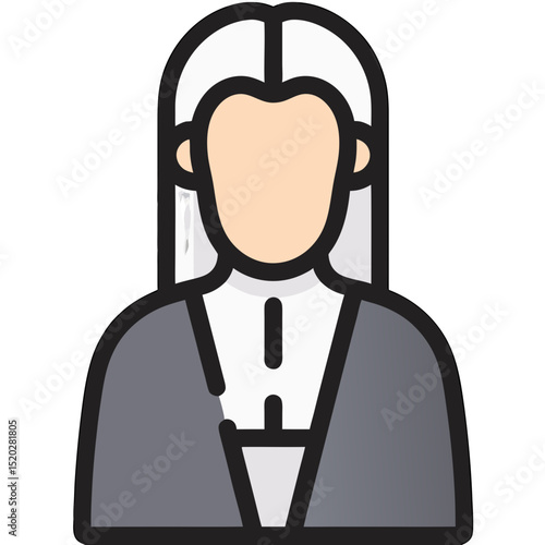 Cartoon Icon of a Judge or Lawyer with a Wig