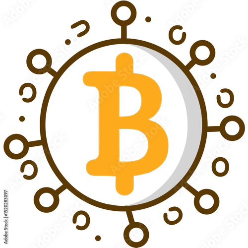 Stylized Bitcoin Symbol with Circular Design and Connected Nodes